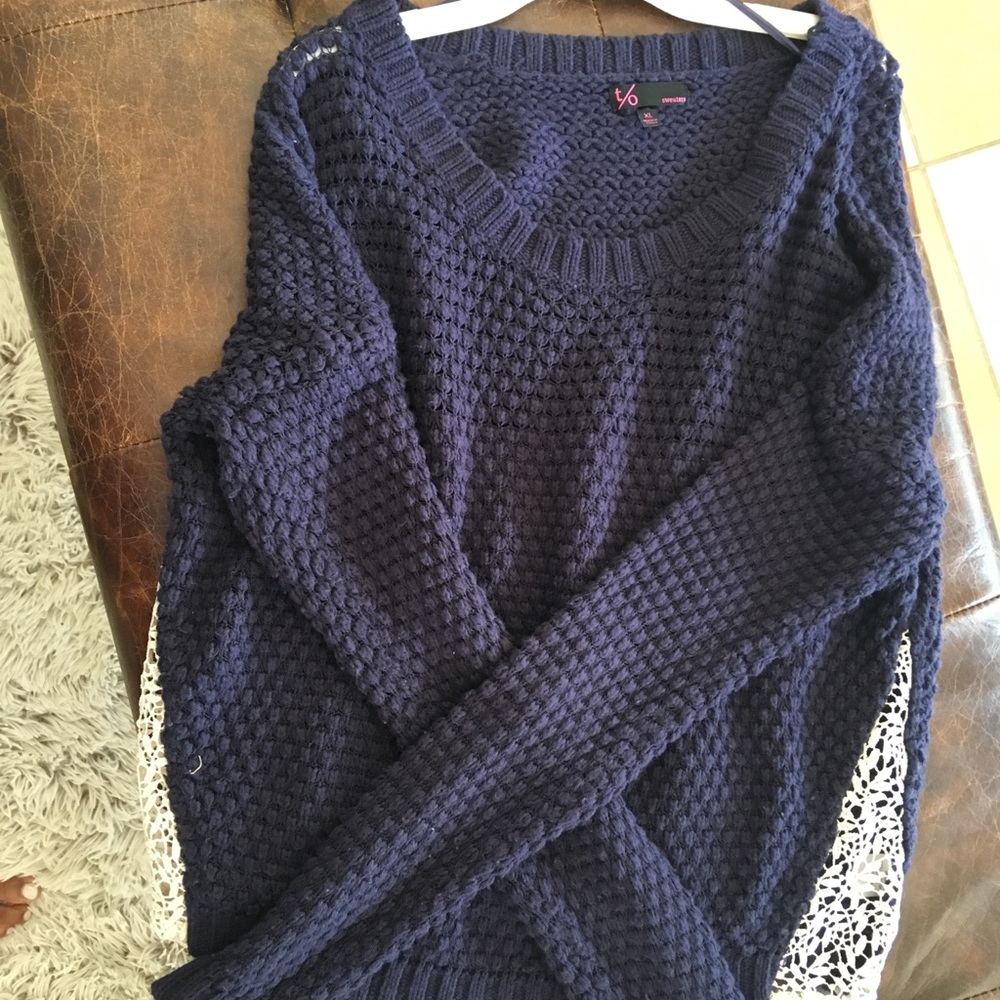 Navy blue knit sweater